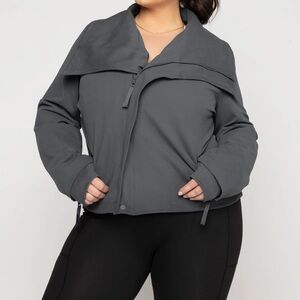 POPFLEX Active Heart Racer Moto Jacket -  Women's Gray Zip Up